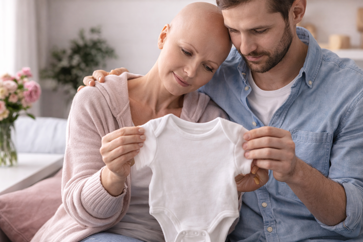 Paar hält Babyschuhe in den Händen – Kinderwunsch trotz Krebsdiagnose