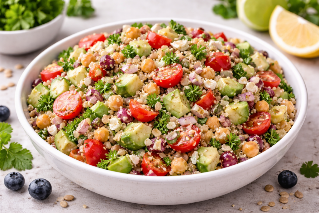 Viraler Quinoa Salat mit frischen Zutaten – gesunder, bunter Trend-Salat
