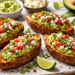 Gebackene Süßkartoffel mit Avocadocreme und Feta – gesundes, vegetarisches Ofengericht