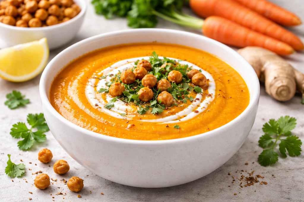 Karotten-Ingwer-Suppe – cremige, gesunde Suppe mit frischen Karotten und Ingwer