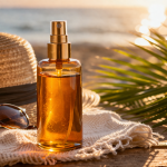 Sonnenstrand-Accessoires im goldenen Licht